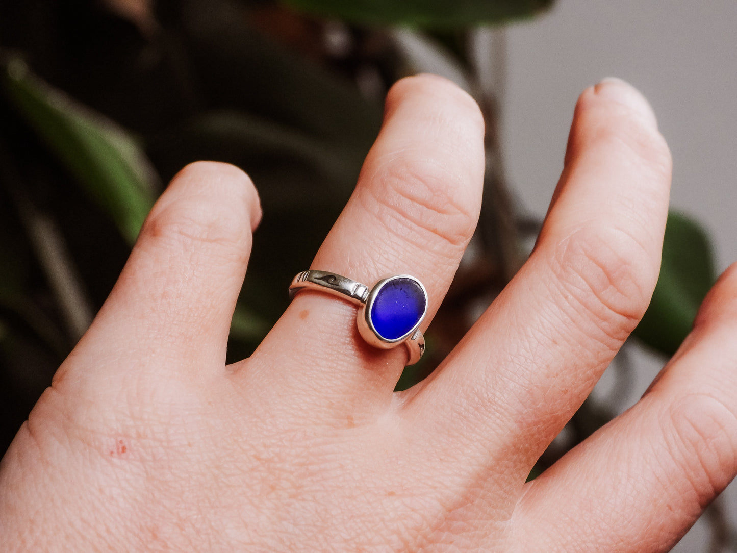 Cornish Blue "Keynvor" Seaglass Ring | Gylly Beach, Falmouth