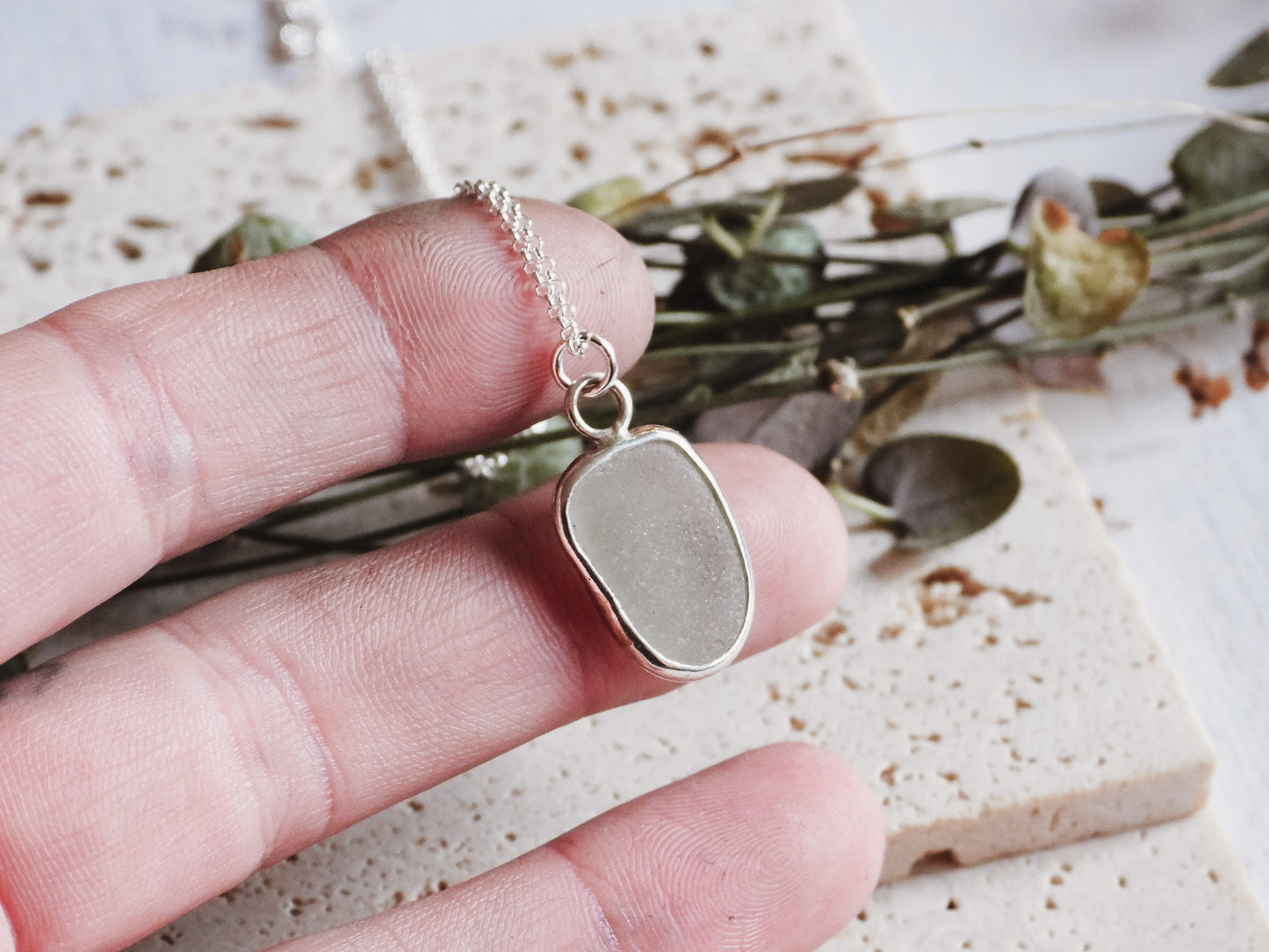 Dainty Cornish Seaglass Charm Necklace | Porth Kidney