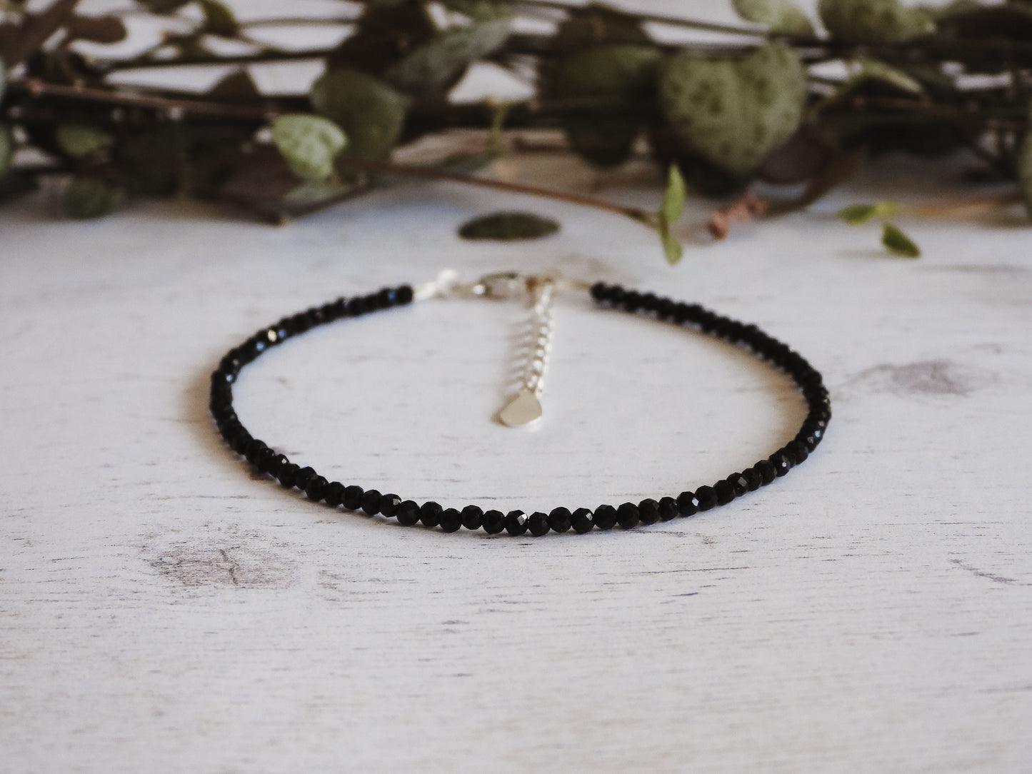 adjustable minimalist black onyx crystal healing bracelet