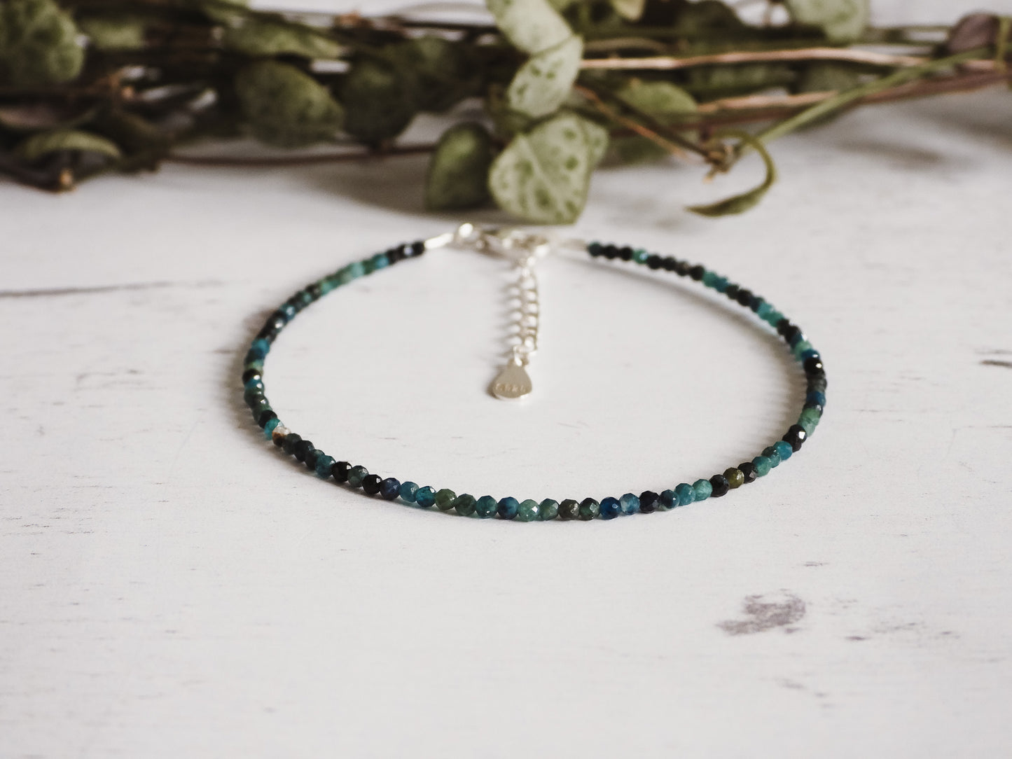 Dainty Blue Tourmaline  "Forgiveness" Gemstone Bracelet | October Birthday | Faceted Beads