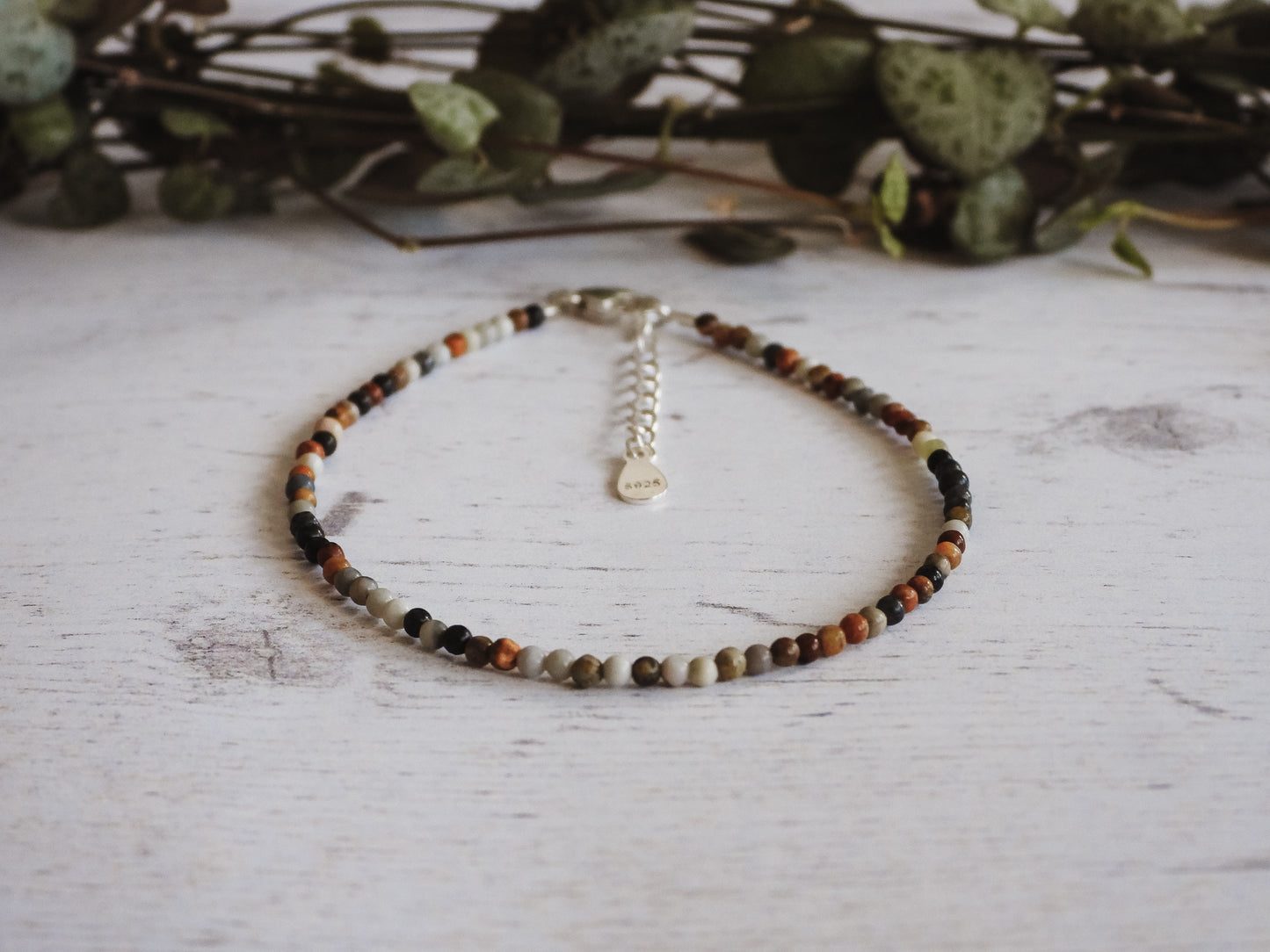 minimalist crystal healing picasso jasper bracelet