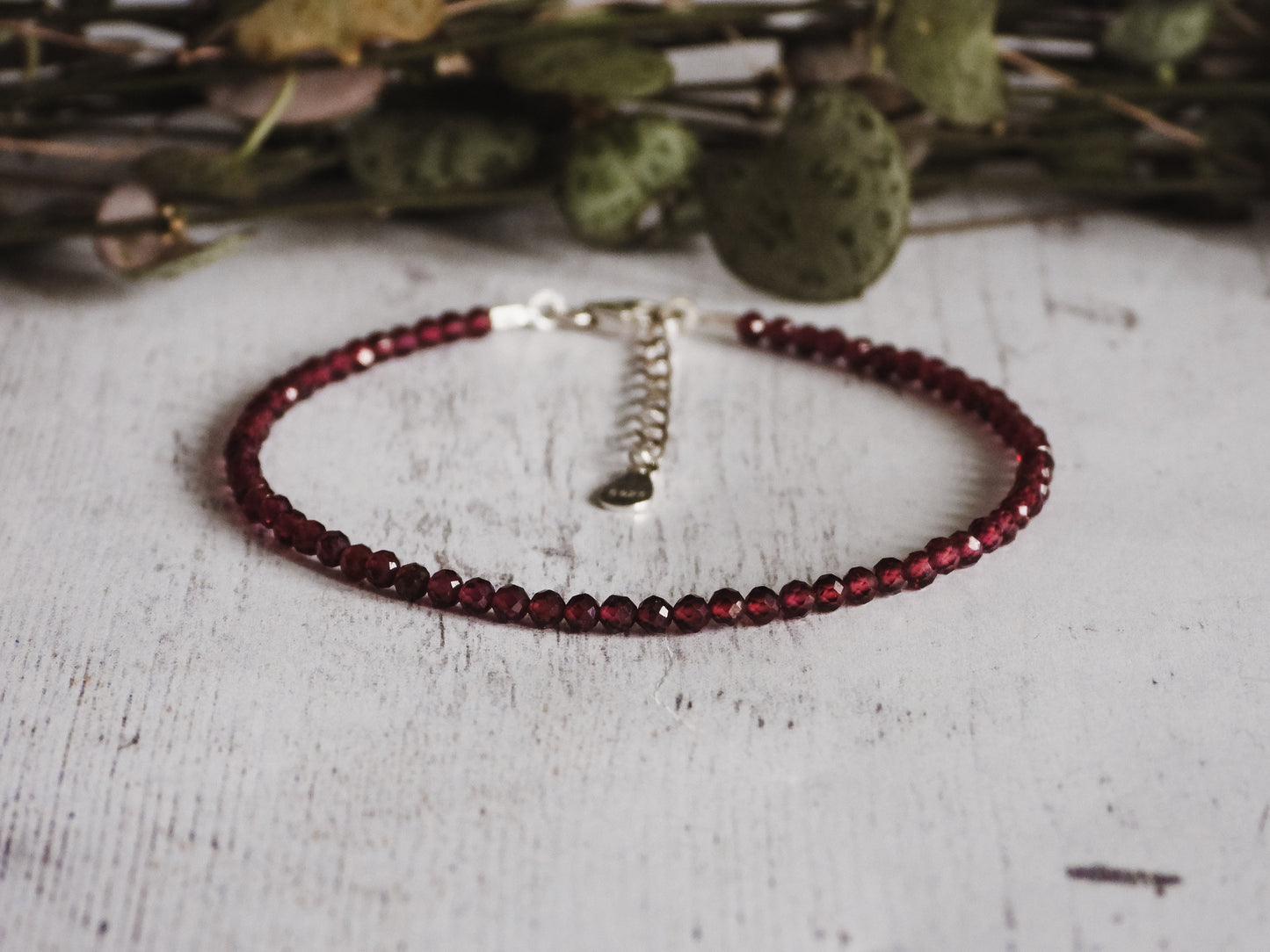 adjustable garnet crystal gemstone stacking bracelet