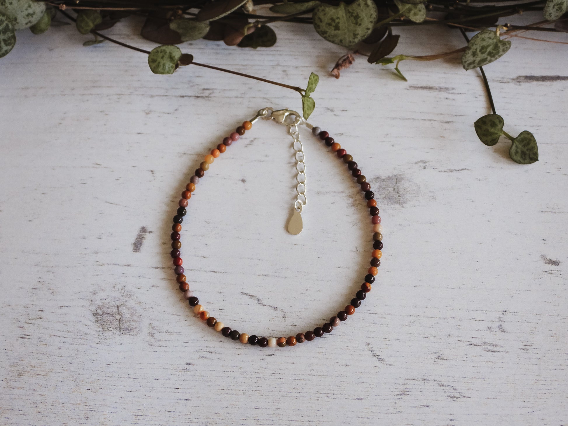 mookaite gemstone beaded gemstone bracelet with extension chain