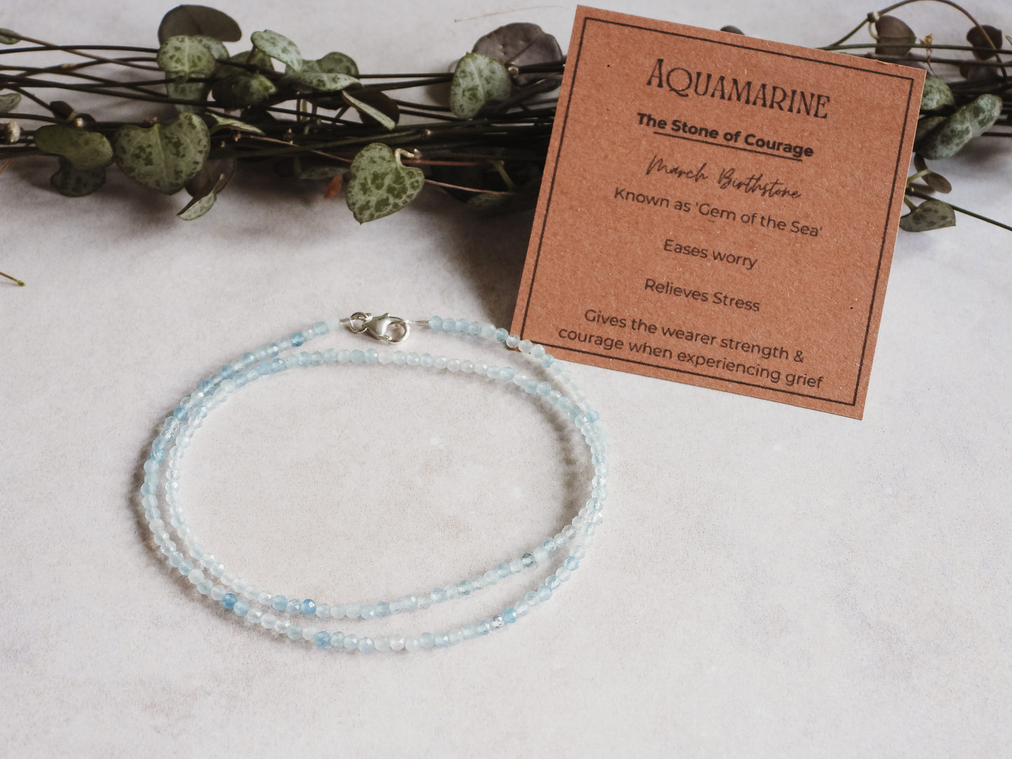 Dainty Aquamarine "Courage" Gemstone Necklace | March Birthstone