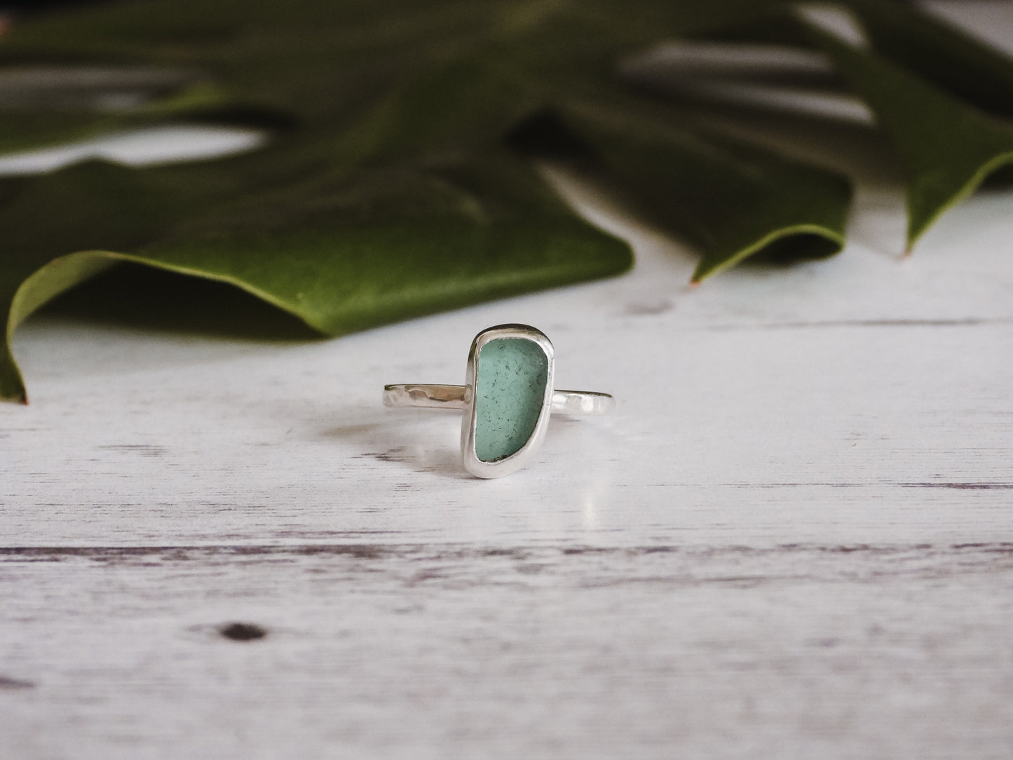 Dainty Aqua Cornish Seaglass Stacking Ring | Godrevy Beach, Cornwall