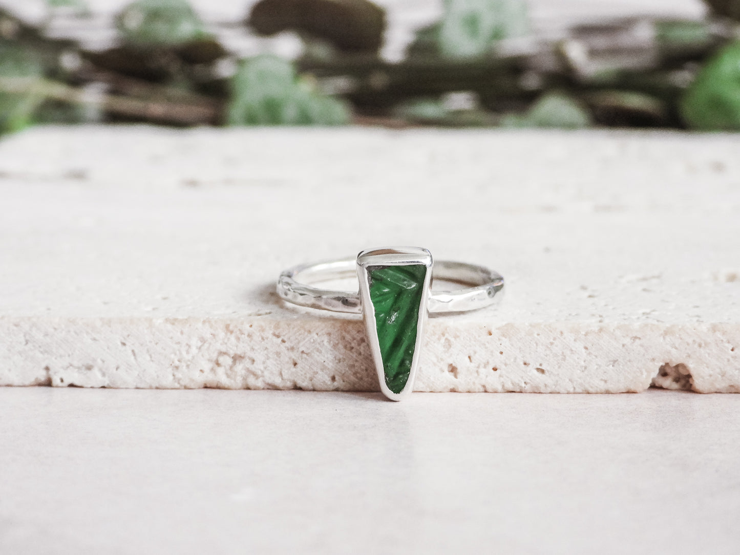 beachy boho ula jewellery green seaglass ring