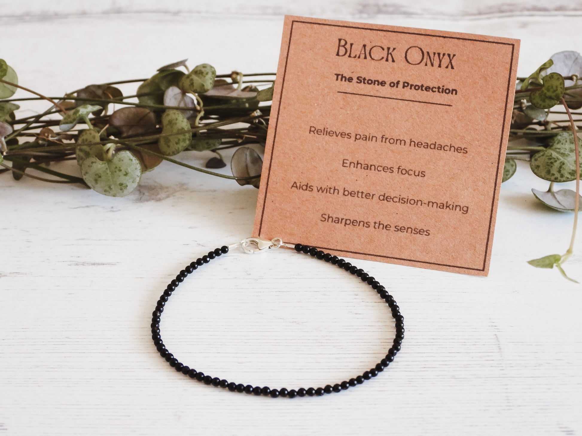 black onyx crystal healing protection bracelet