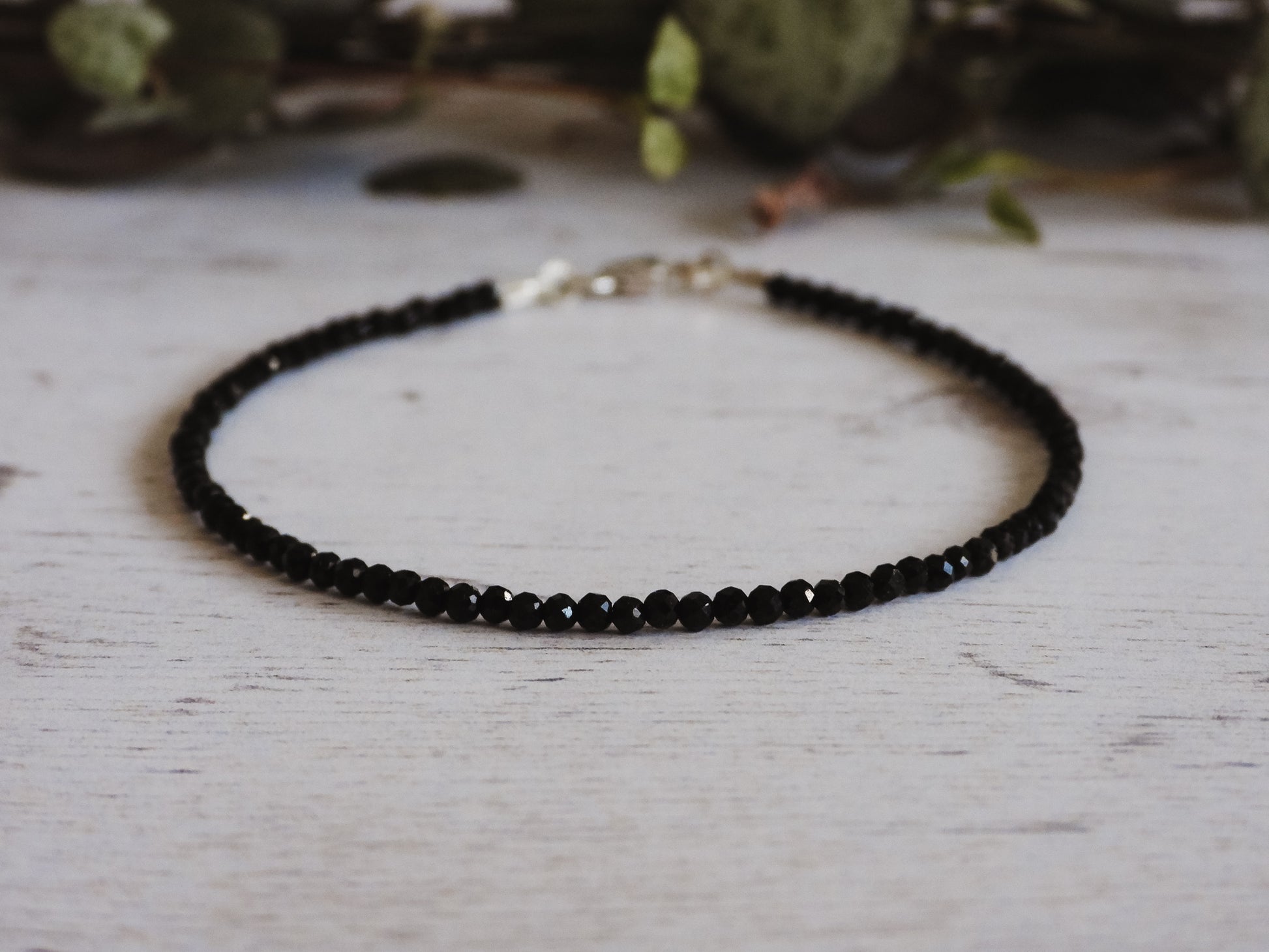 black onyx crystal healing stacking bracelet