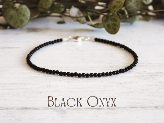 dainty black onyx protection gemstone bracelet