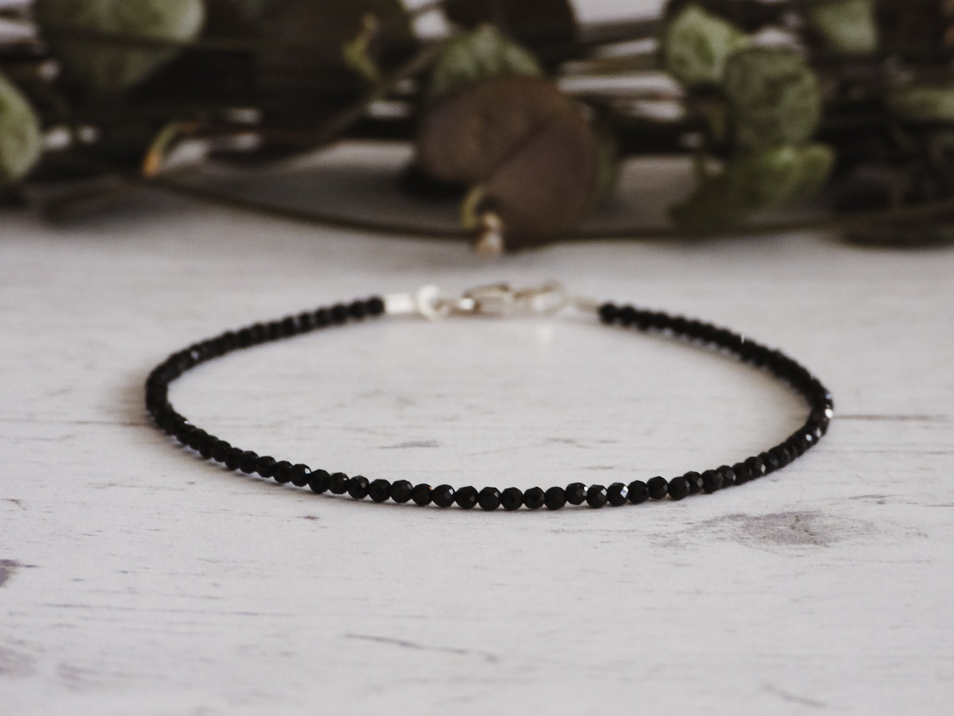 boho style reiki black tourmaline beaded bracelet