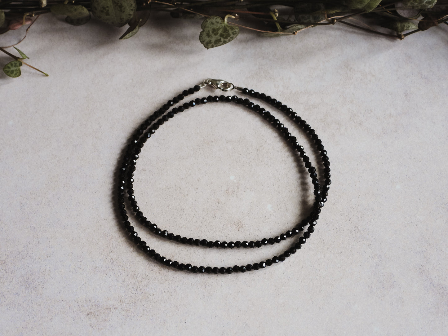 black tourmaline protection necklace with sterling silver clasp