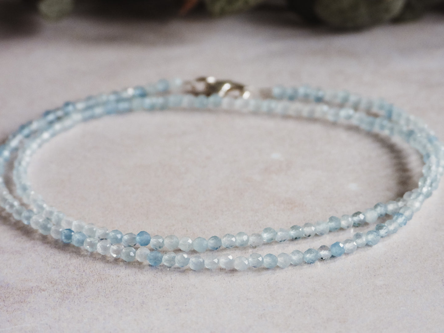 Dainty Aquamarine "Courage" Gemstone Necklace | March Birthstone