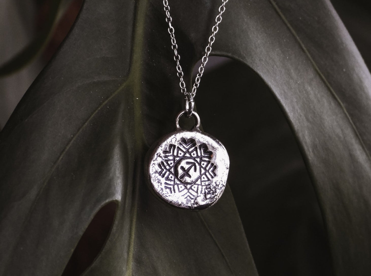 unique sagittarius medallion necklace made with recycled sterling silver 