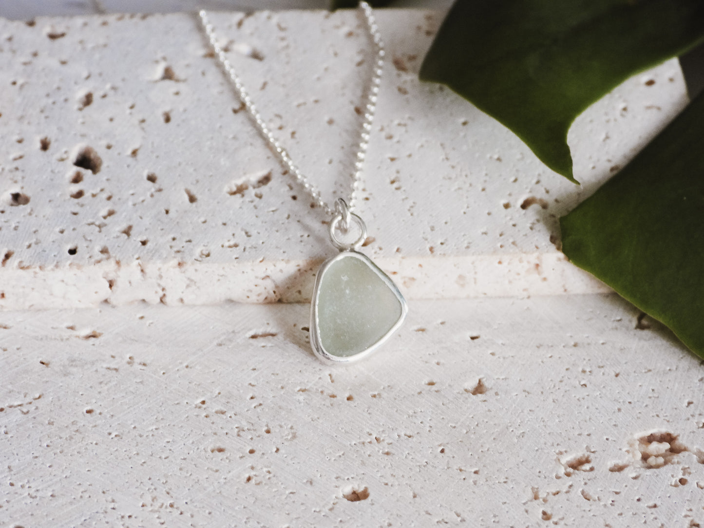 Light Green Cornish Seaglass Charm Necklace | Praa Sands, Helston