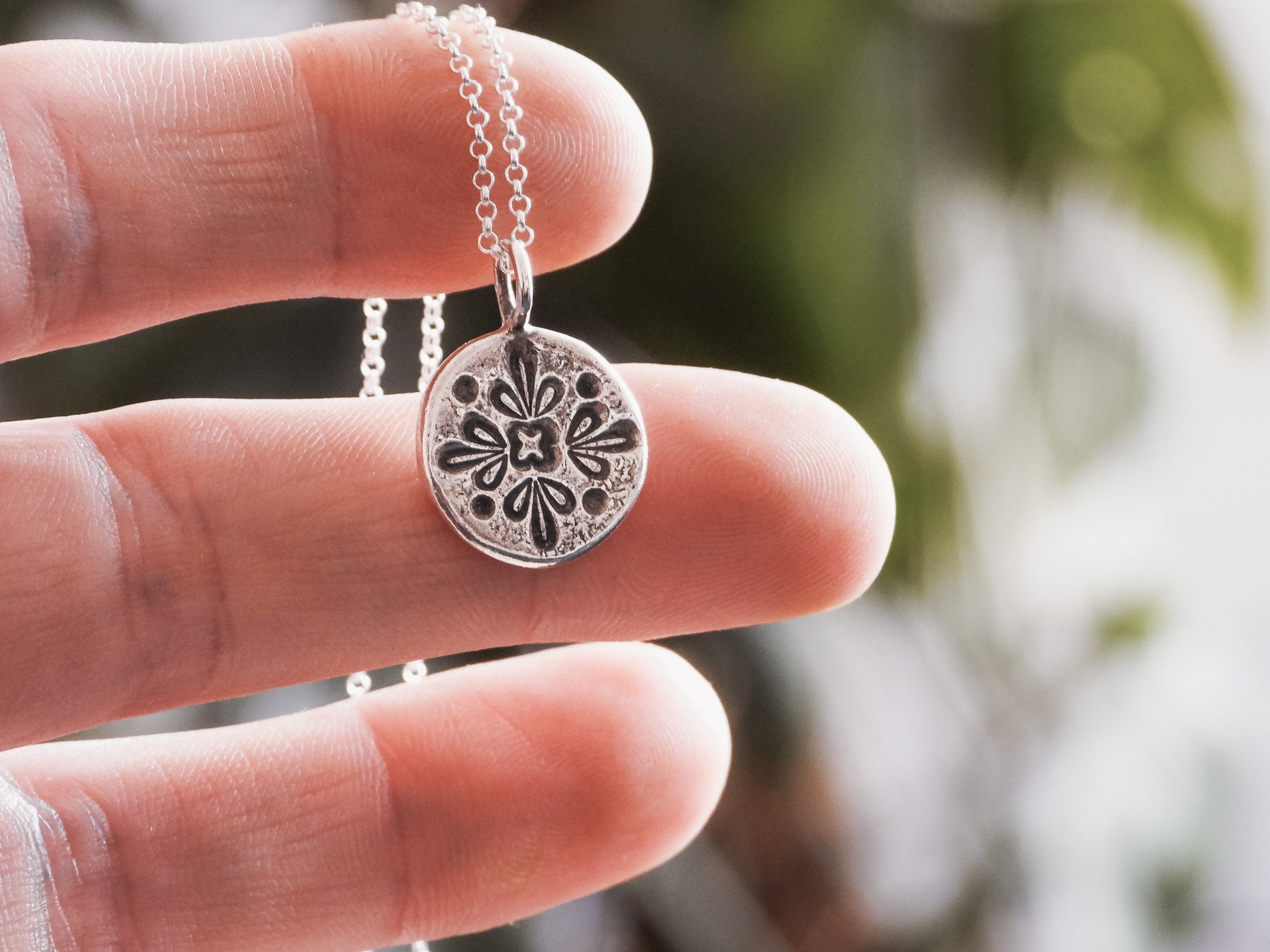 Cornish boho style mandala necklace