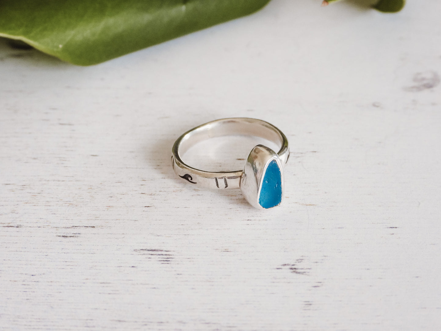 Rare Turquoise Cornish Seaglass Ring | Helford River