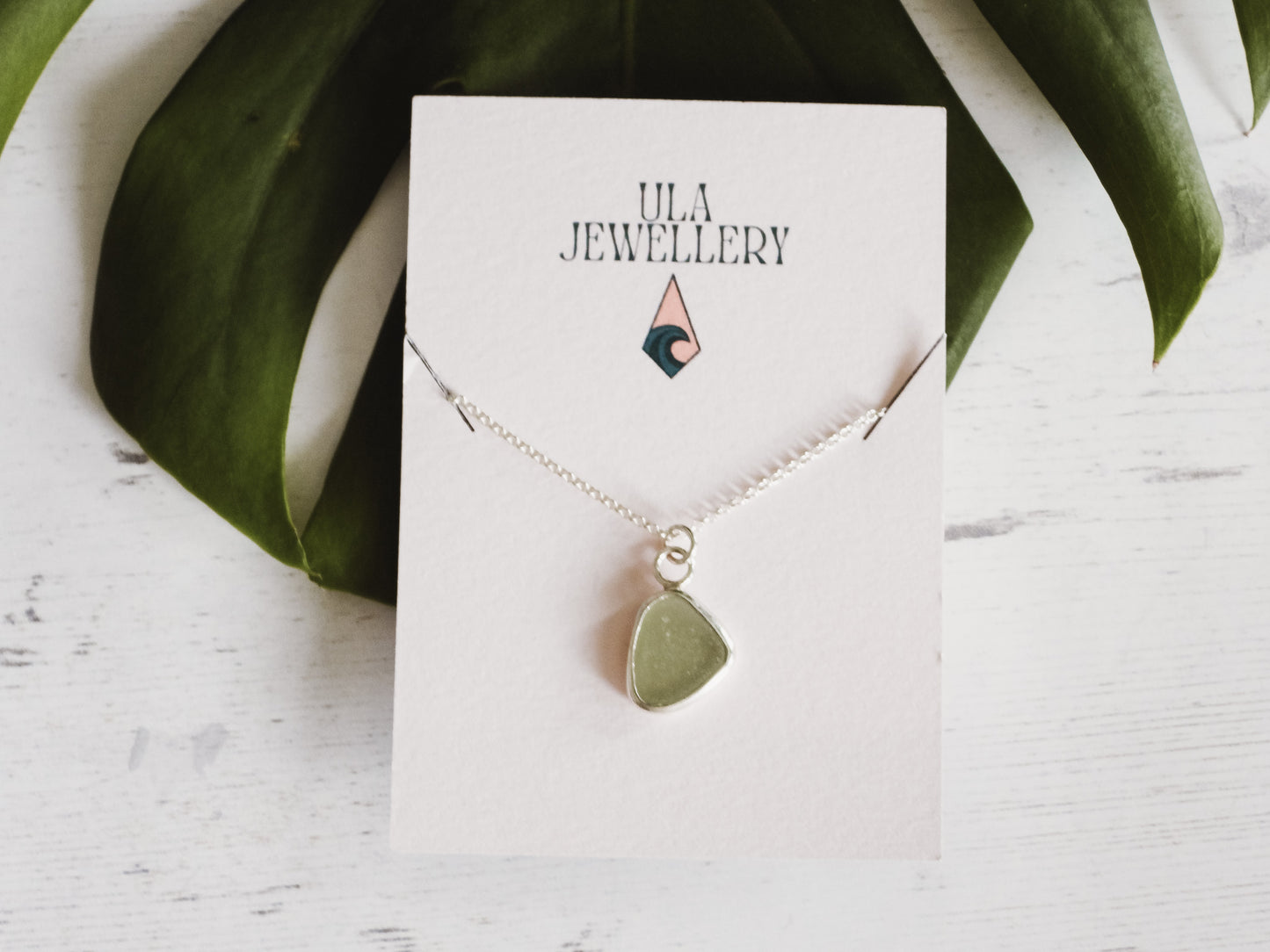 Light Green Cornish Seaglass Charm Necklace | Praa Sands, Helston