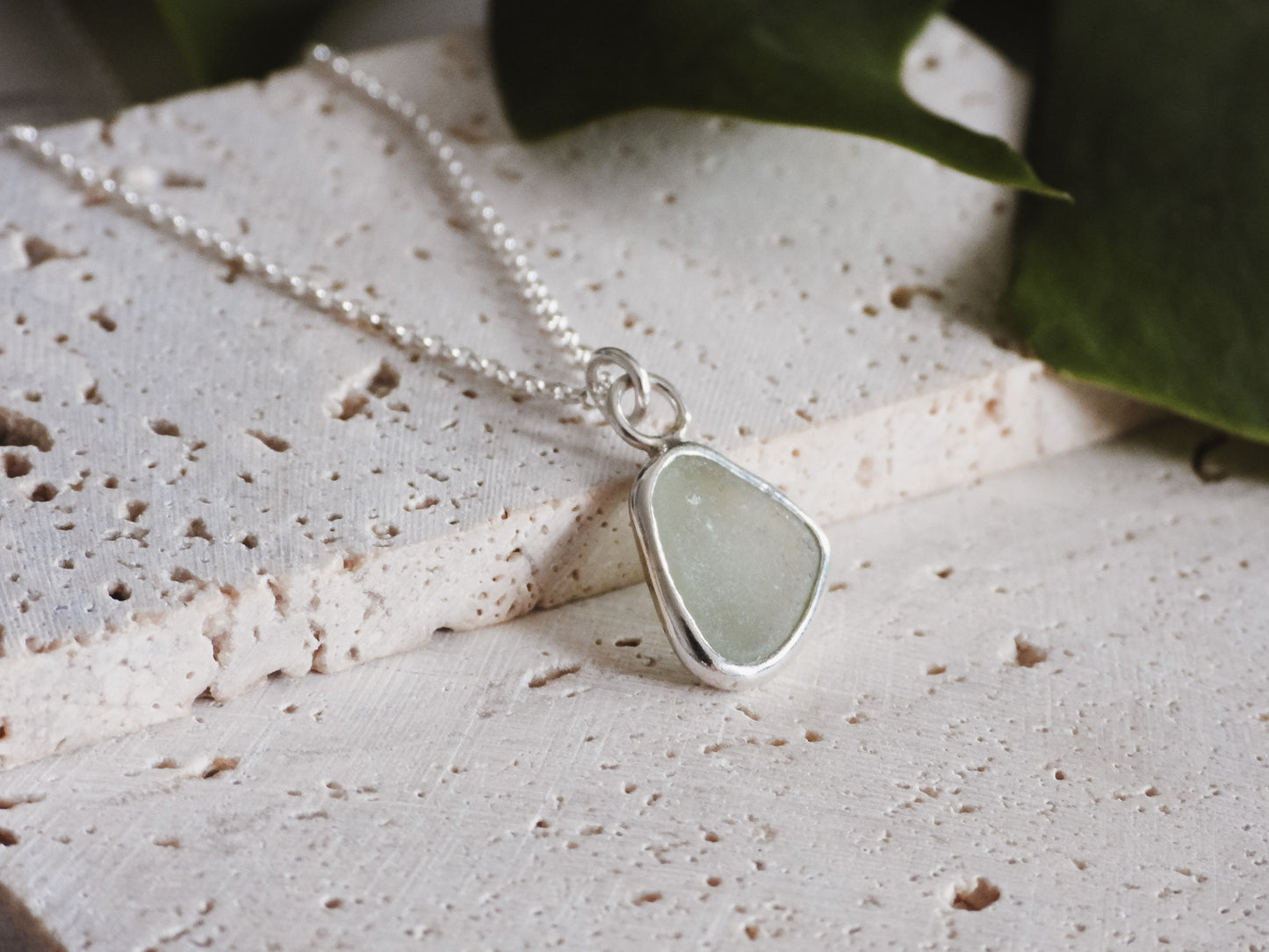 Light Green Cornish Seaglass Charm Necklace | Praa Sands, Helston