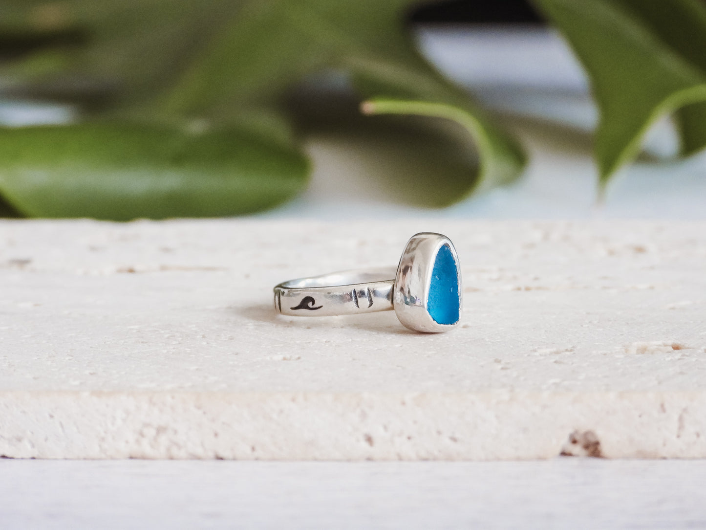 Rare Turquoise Cornish Seaglass Ring | Helford River