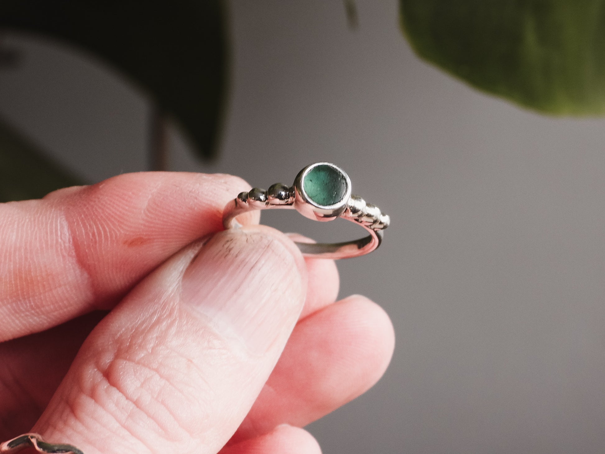unique cornish engagment ring made with green seaglass
