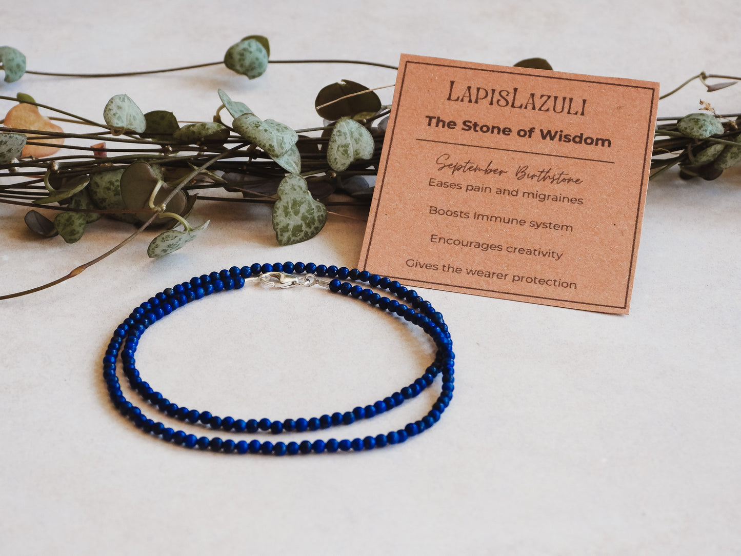 Dainty Lapis Lazuli "Truth" Gemstone Necklace | September Birthstone | Round Beads