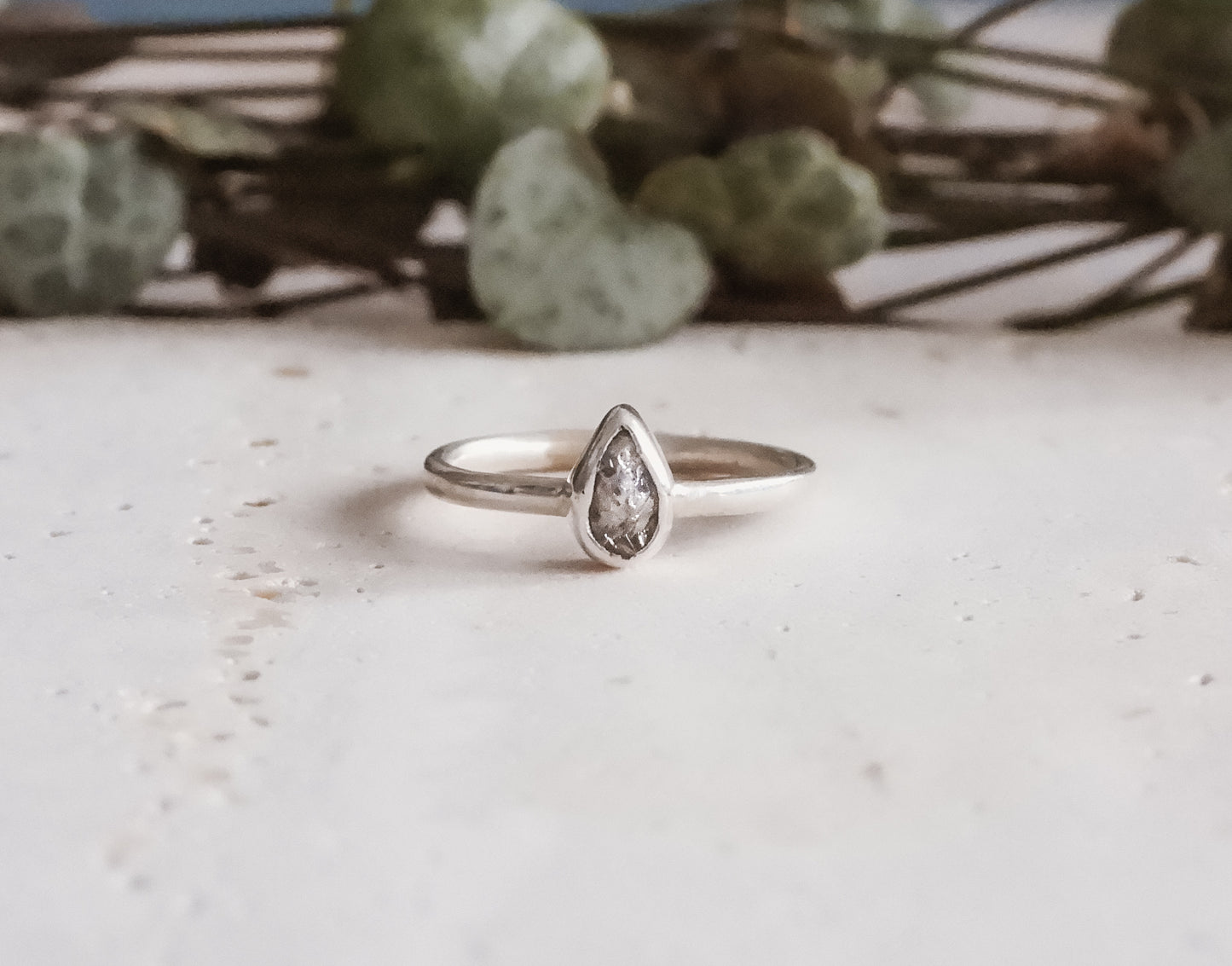 custom made raw diamond engagement ring