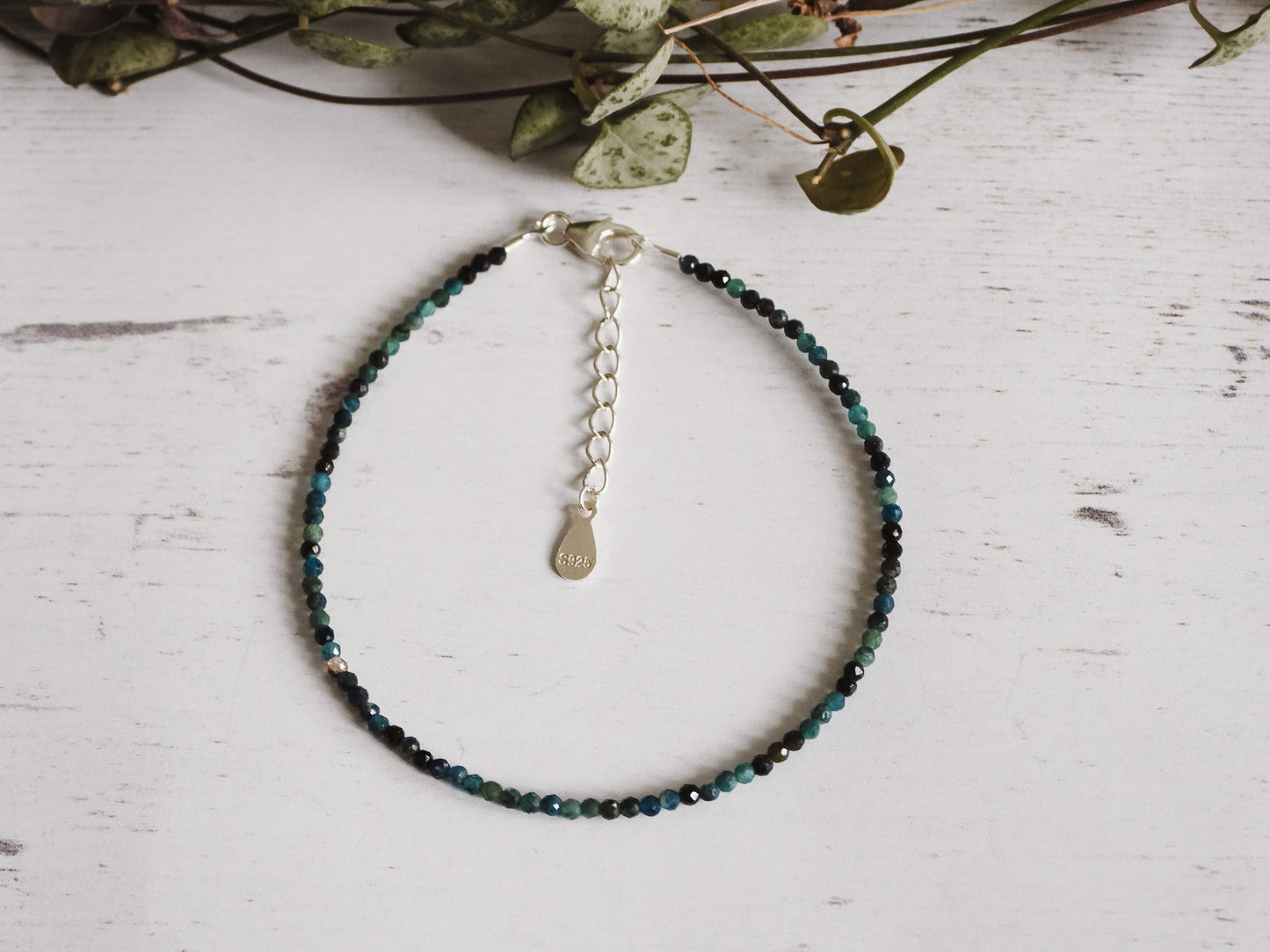 Dainty Blue Tourmaline  "Forgiveness" Gemstone Bracelet | October Birthday | Faceted Beads