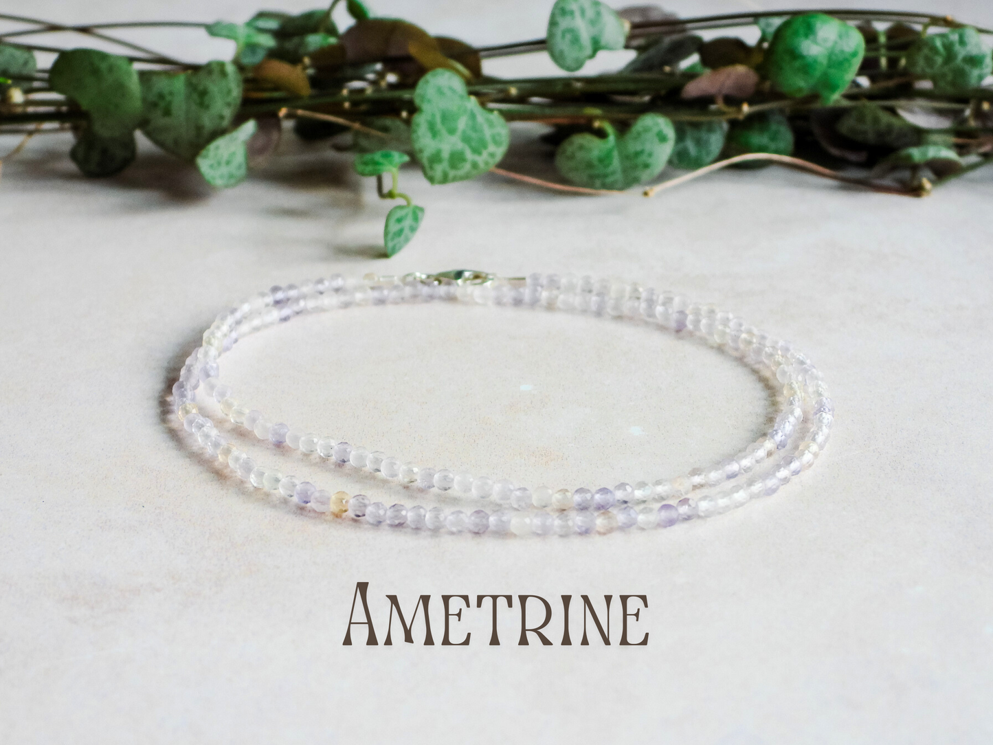 dainty ametrine gemstone crystal healing necklace