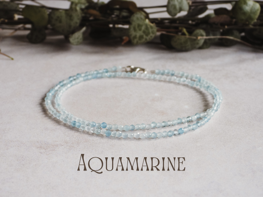 Dainty Aquamarine "Courage" Gemstone Necklace | March Birthstone