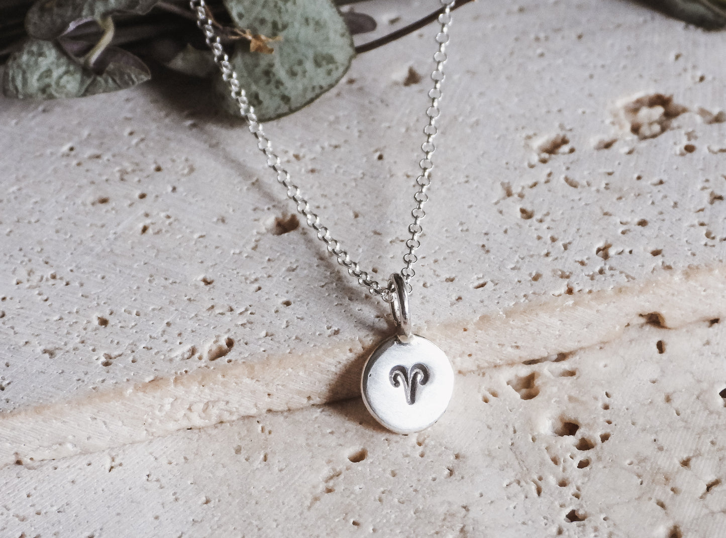 Dainty Aries Star Sign Charm Necklace | Recycled Sterling Silver