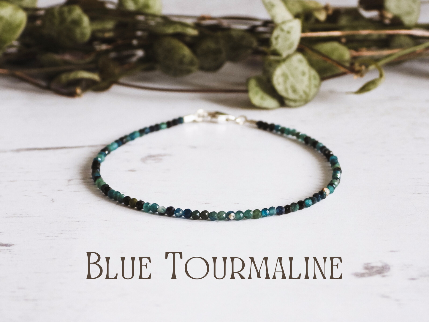 dainty blue tourmaline october birthstone bracelet