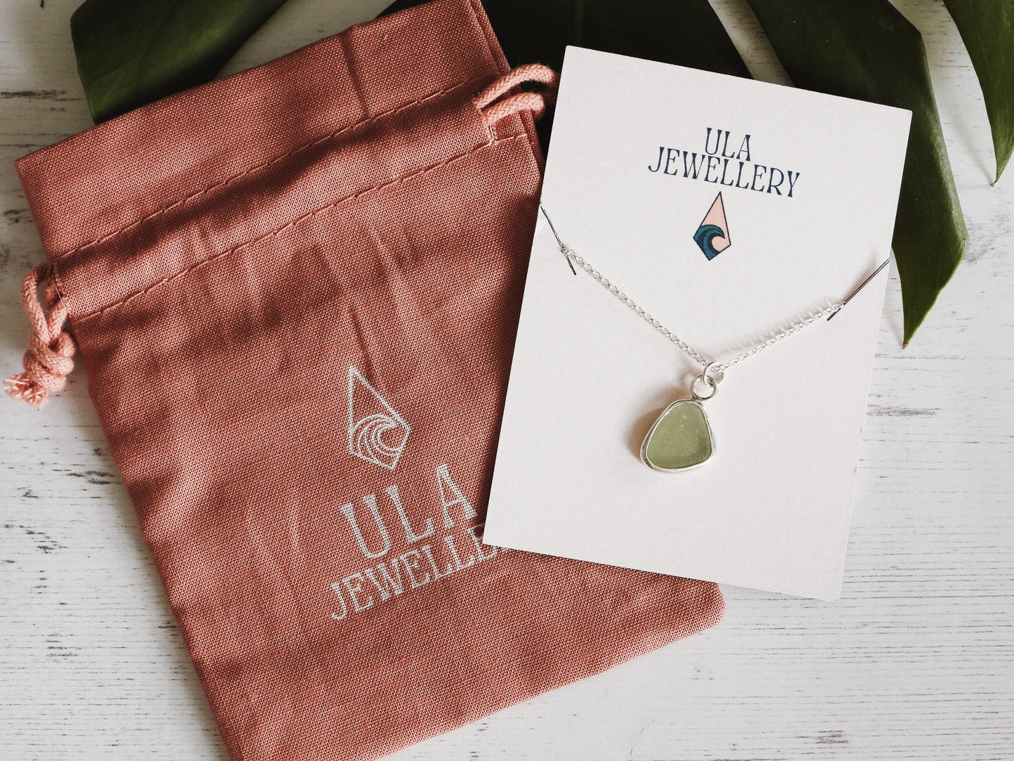 Light Green Cornish Seaglass Charm Necklace | Praa Sands, Helston