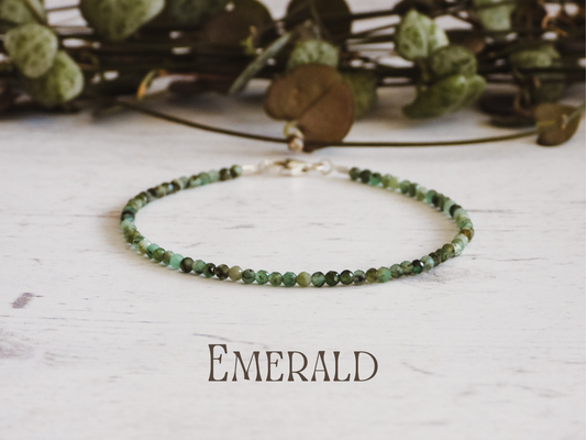 dainty emerald crystal healing gemstone beaded bracelet