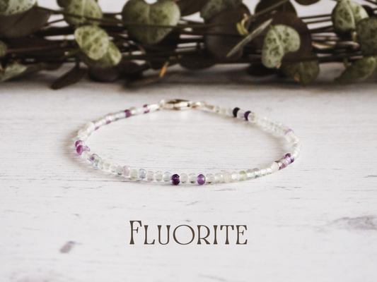 dainty fluorite gemstone stacking bracelet