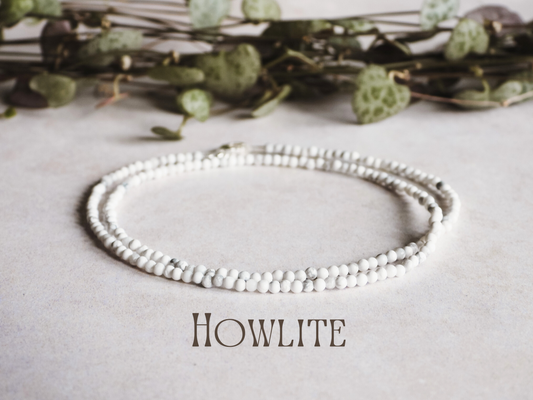 dainty white howlite gemstone beaded choker necklace