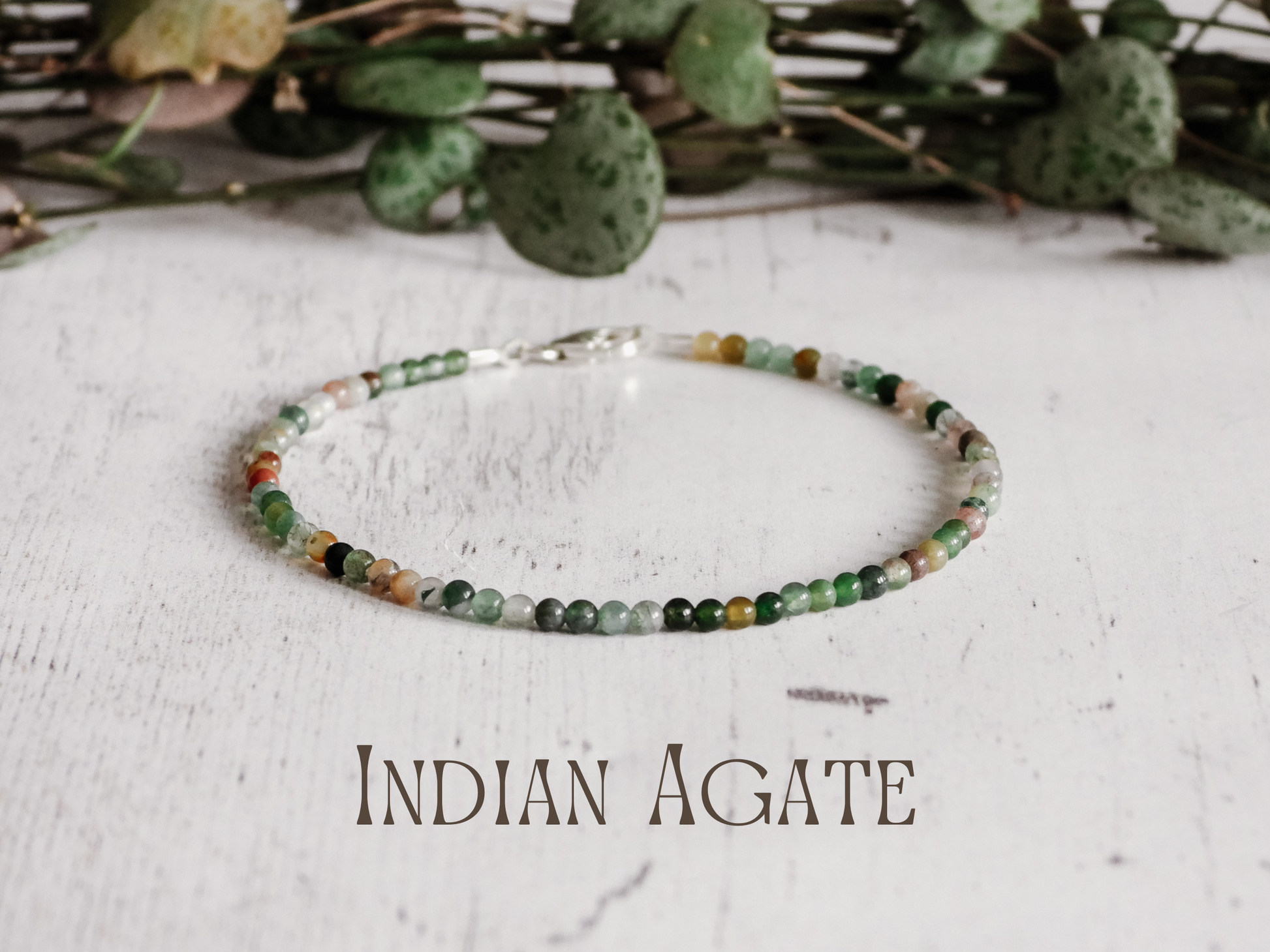 dainty indian agate gemstone beaded bracelet