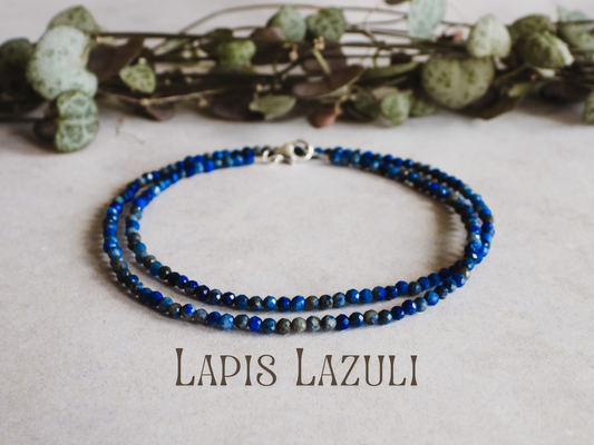 Dainty Lapis Lazuli "Truth" Gemstone Necklace | September Birthstone | Faceted Beads