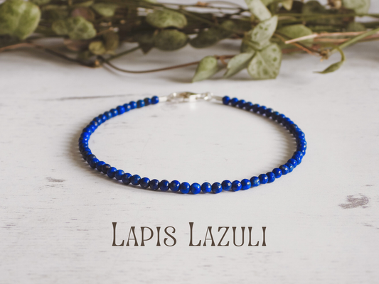 Dainty Lapis Lazuli "Truth" Gemstone Bracelet | September Birthstone | Round Beads