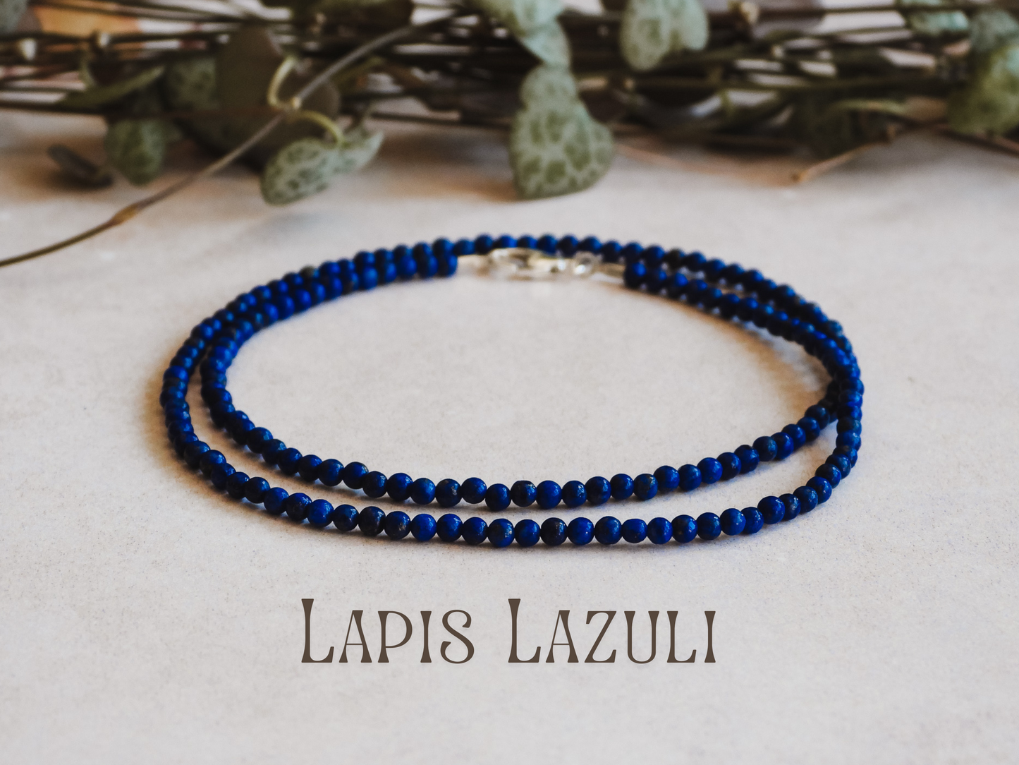 Dainty Lapis Lazuli "Truth" Gemstone Necklace | September Birthstone | Round Beads