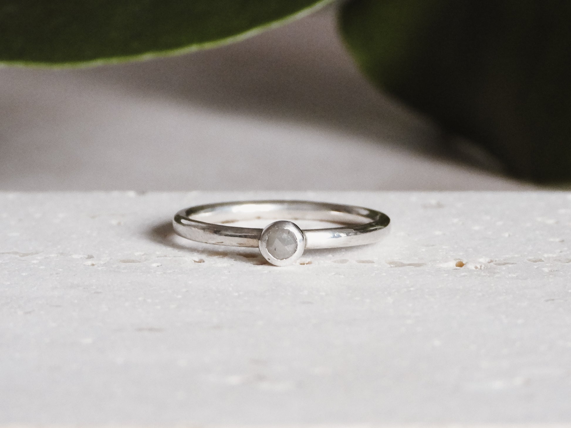 dainty rose cut diamond engagement ring