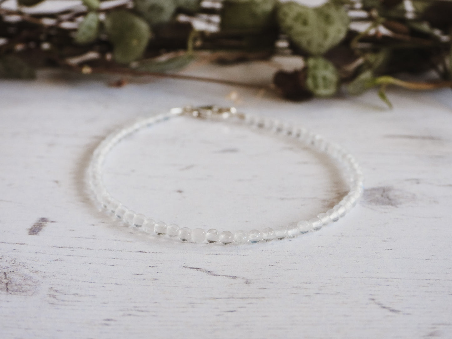 minimalist moonstone beaded stacking bracelet