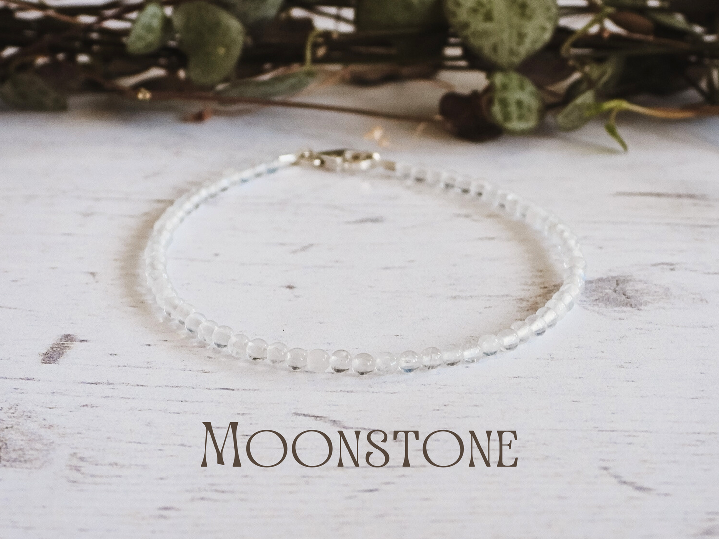 dainty rainbow moonstone gemstone beaded bracelet