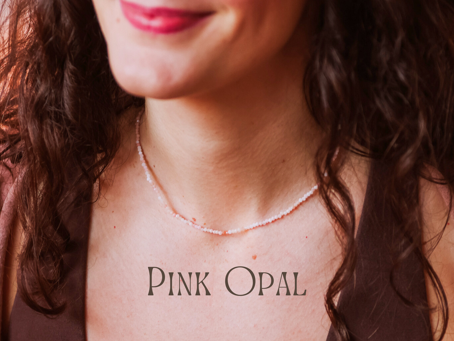 Dainty Pink Opal "Awakening" Gemstone Necklace | October Birthstone | Faceted Beads