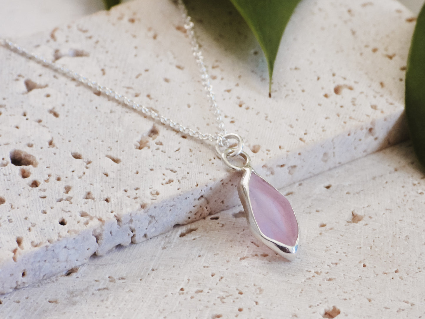 Very Rare Pink Cornish Seaglass Charm Necklace | Marazion Beach