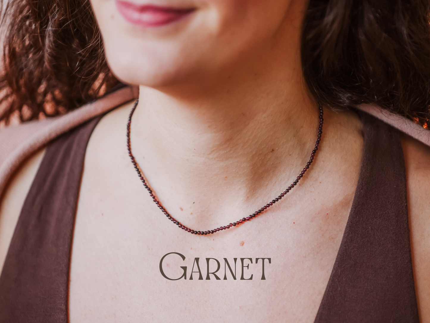 dainty red garnet crystal healing gemstone choker necklace