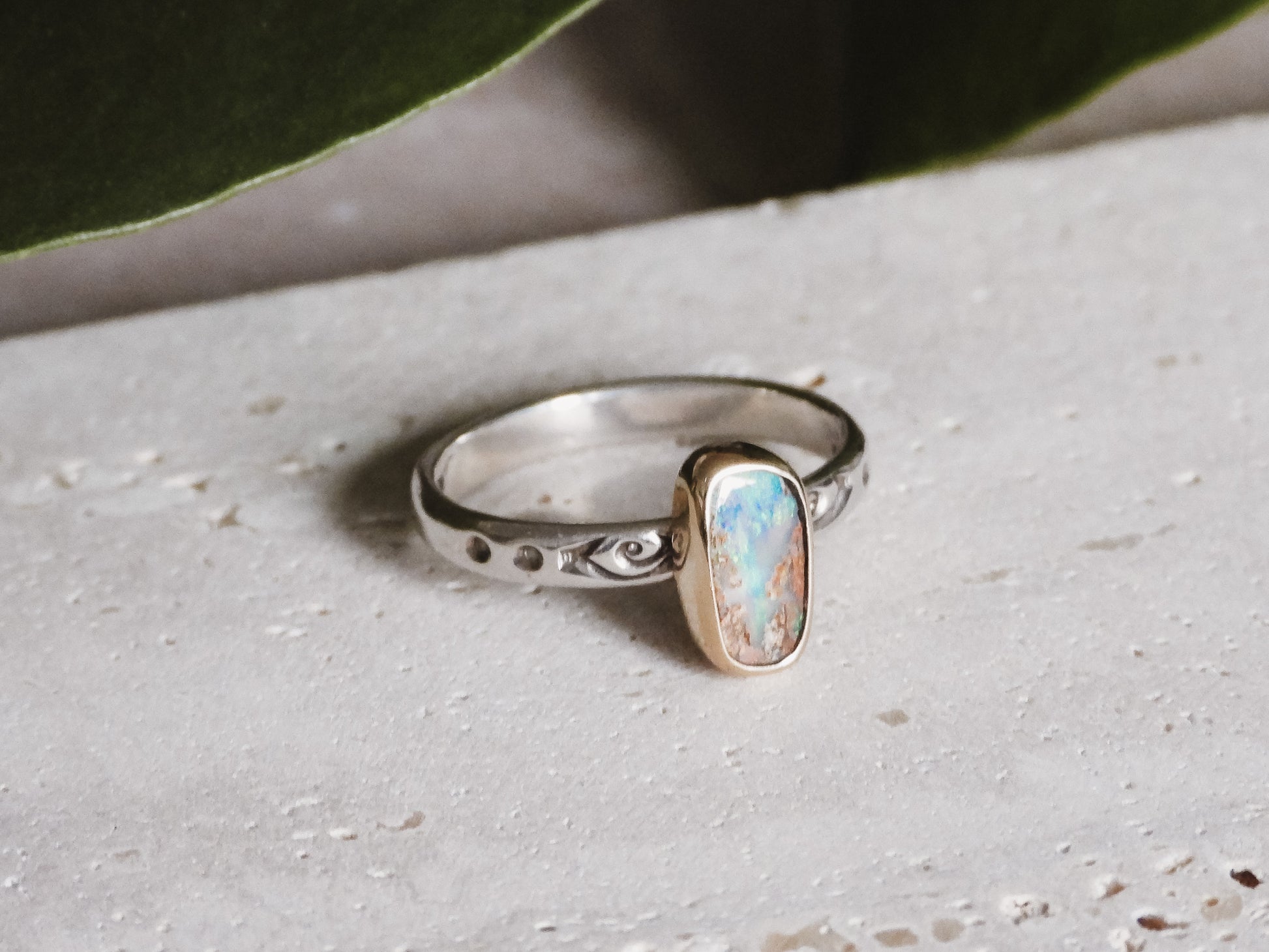 unique Australian boulder opal ring