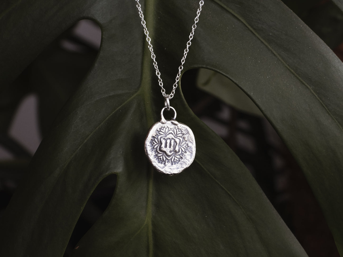 ula jewellery virgo star sign rustic medallion necklace