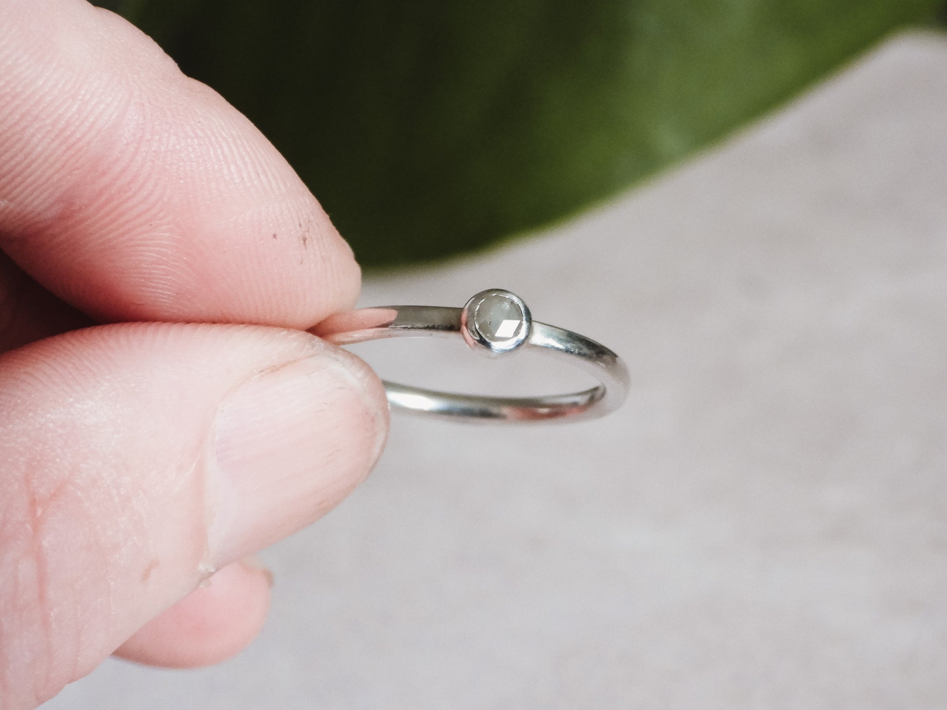 custom made minimalist rose cut diamond engagement ring