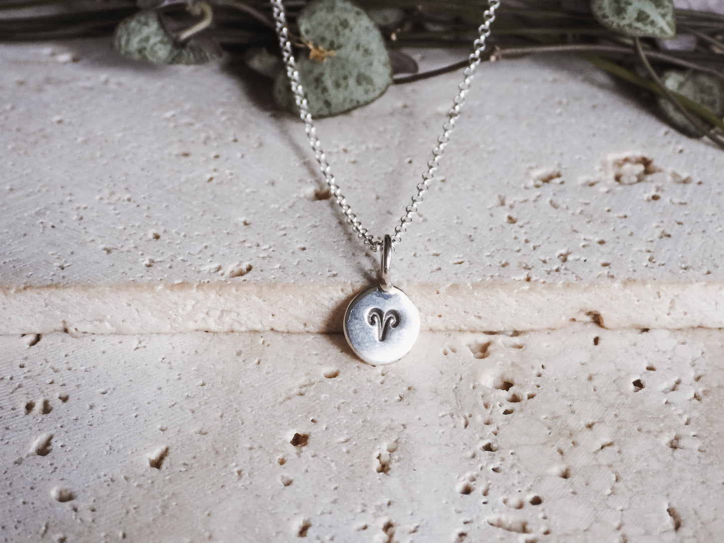 Dainty Aries Star Sign Charm Necklace | Recycled Sterling Silver