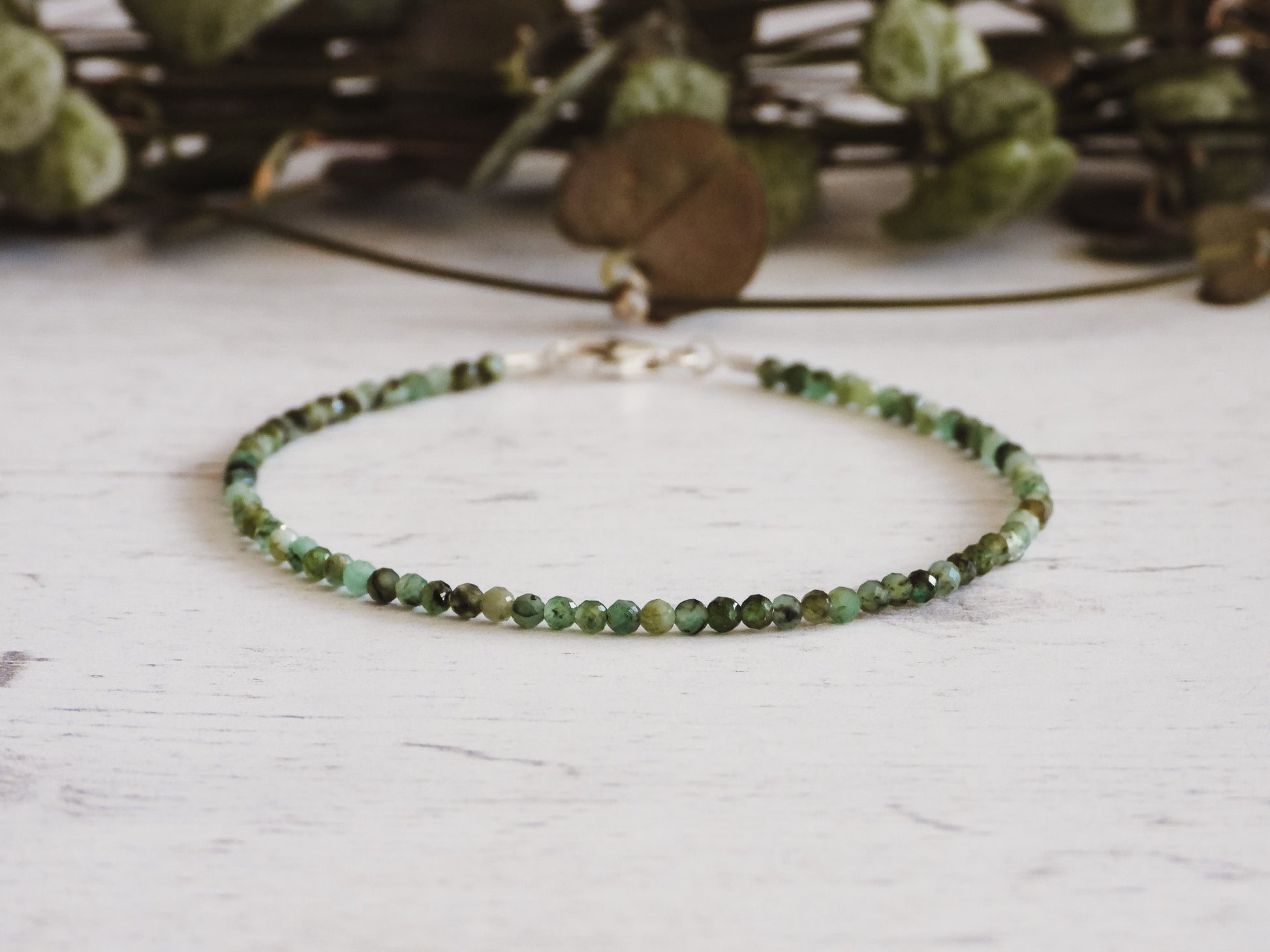 may birthstone emerald bracelet with sterling silver clasp 